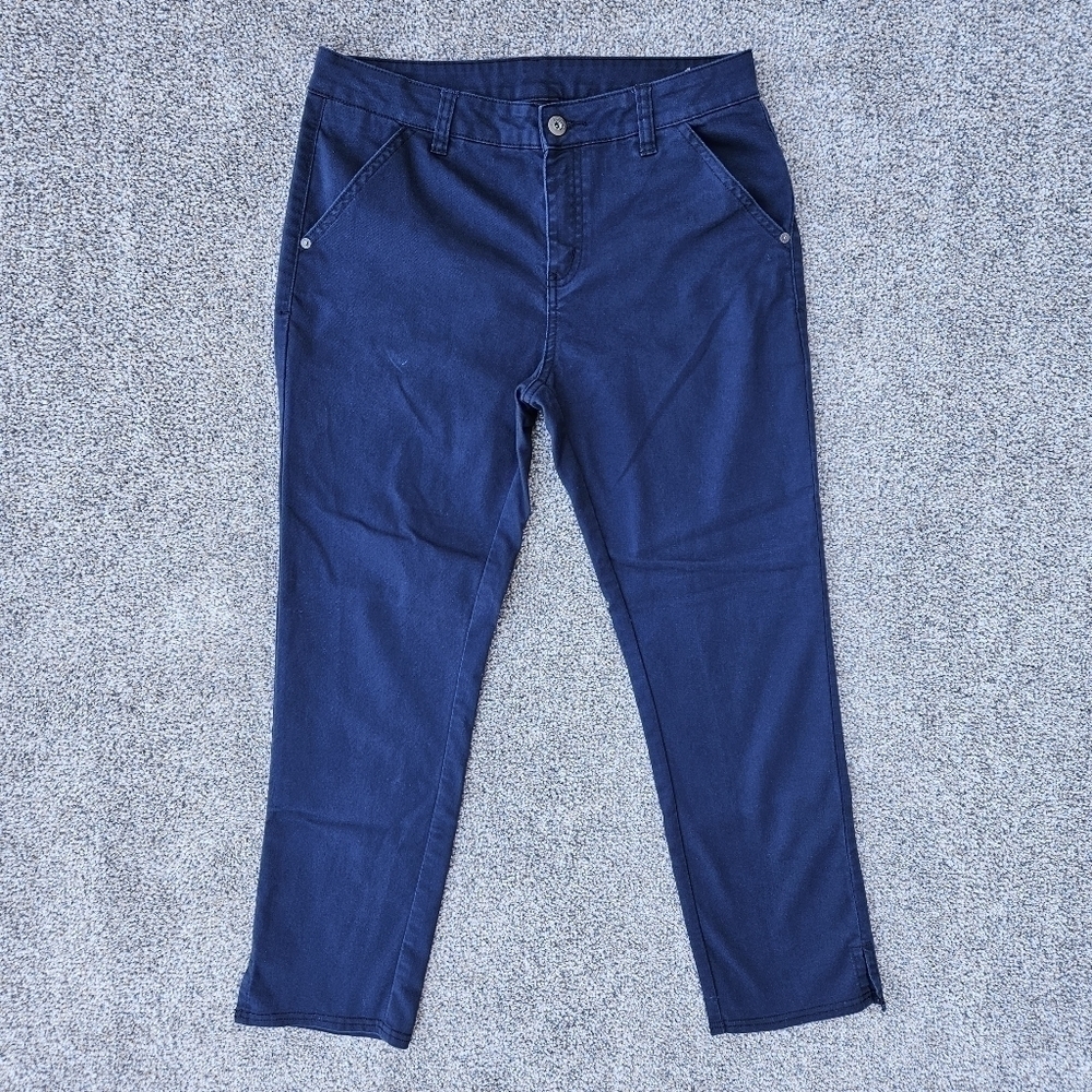 prAna Kayla Crop Chino Pants Indigo Blue Ankle Cropped Jeans Womens Size 8